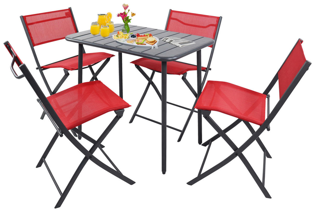 VCM Gartensitzgruppe Sumila rot Stahl B/H/L: ca. 80x72x55 cm Sumila - rot (55,00/80,00/72,00cm) - VCM