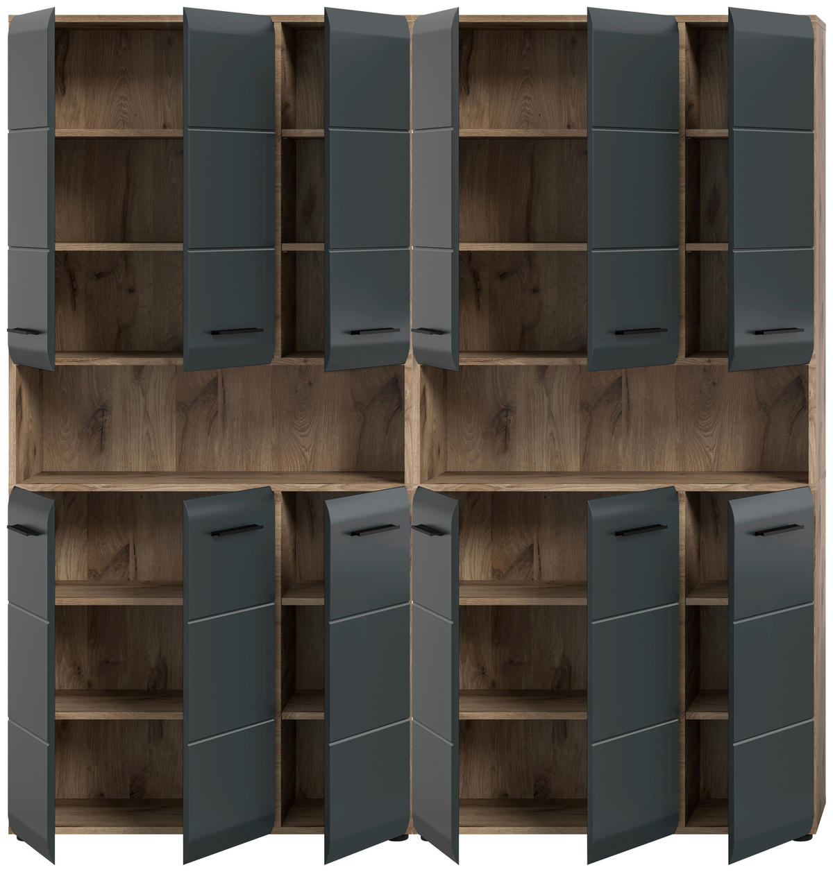 Badezimmer-Set Ice Nox Oak Nachbildung schwarz matt B/H/T: ca. 180x185x30 cm Ice - schwarz (180,00/185,00/30,00cm) - xonox.home