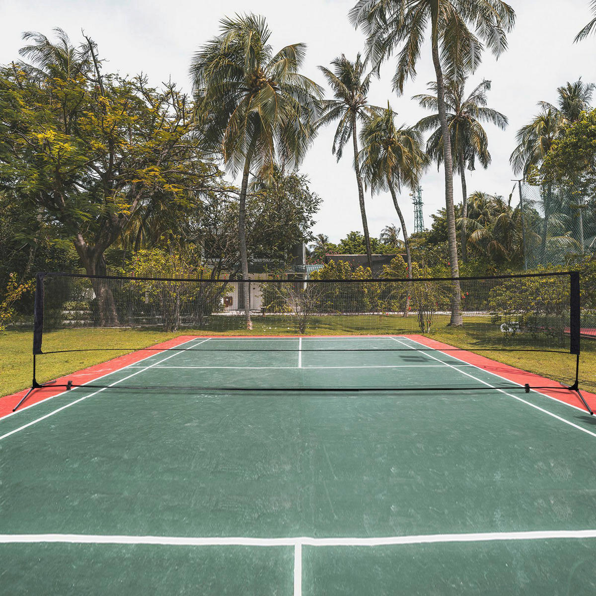 HOMCOM Badmintonnetz schwarz B/H/T: ca. 400x158x103 cm Badmintonnetz höhenverstellbar - schwarz (400,00/158,00/103,00cm) - HOMCOM