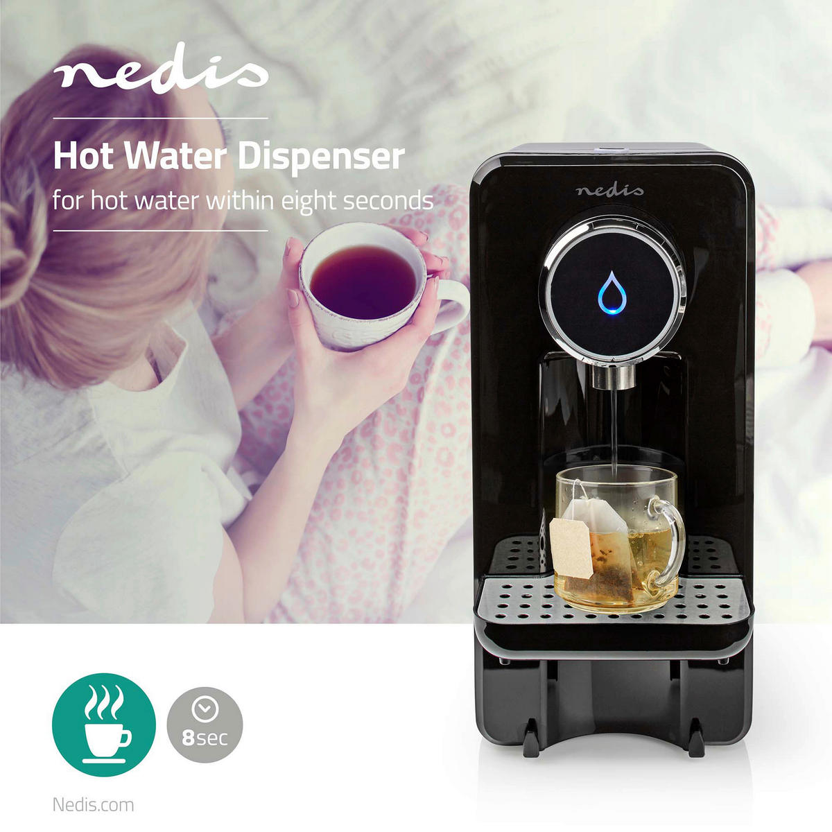 Nedis Heißwasserspender Heißwasserspender_Nedis - schwarz (24,00/14,00/30,00cm) - Nedis