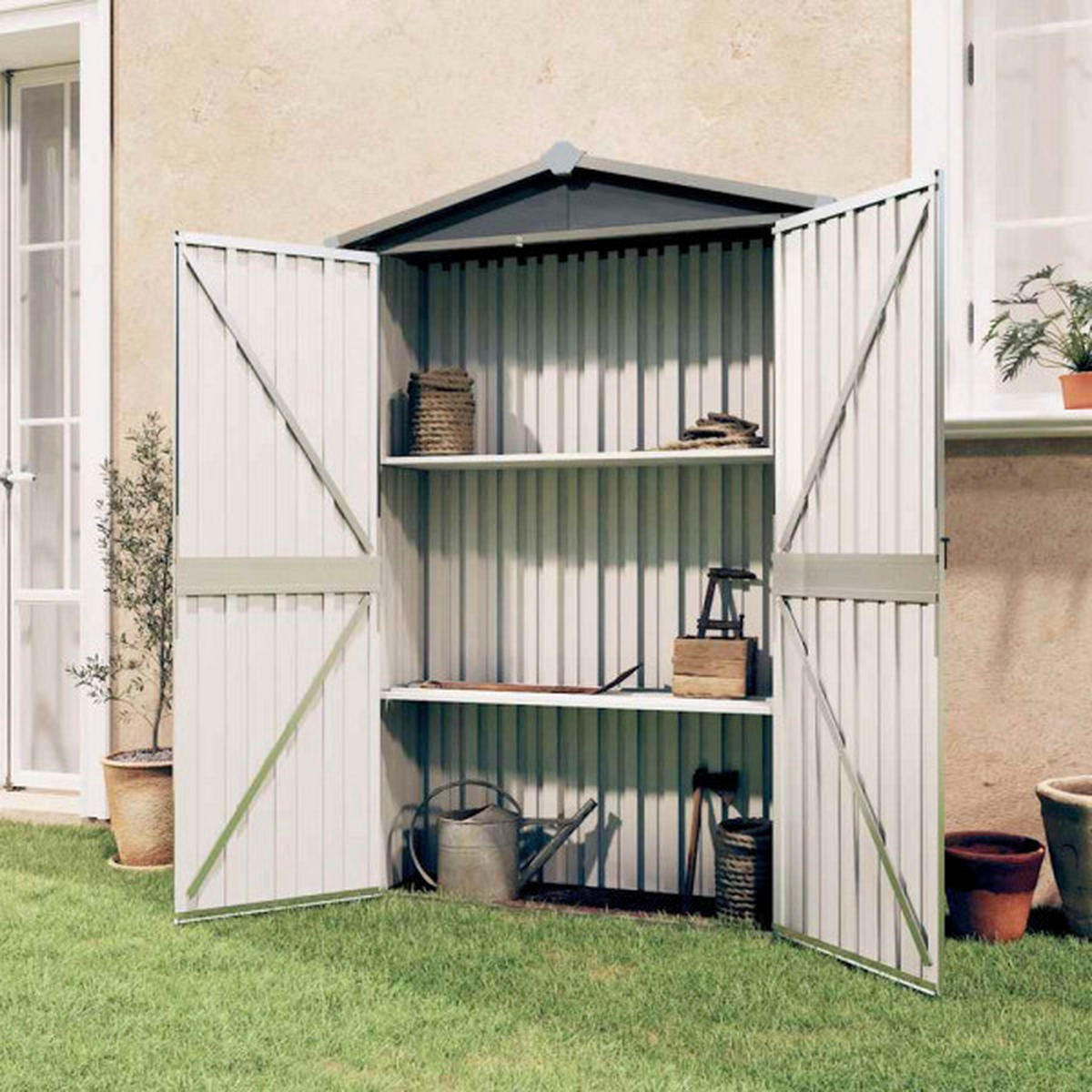 VidaXL Gerätehaus grau B/H: ca. 116x175 cm Gerätehaus - grau (116,00/175,00cm) - VidaXL