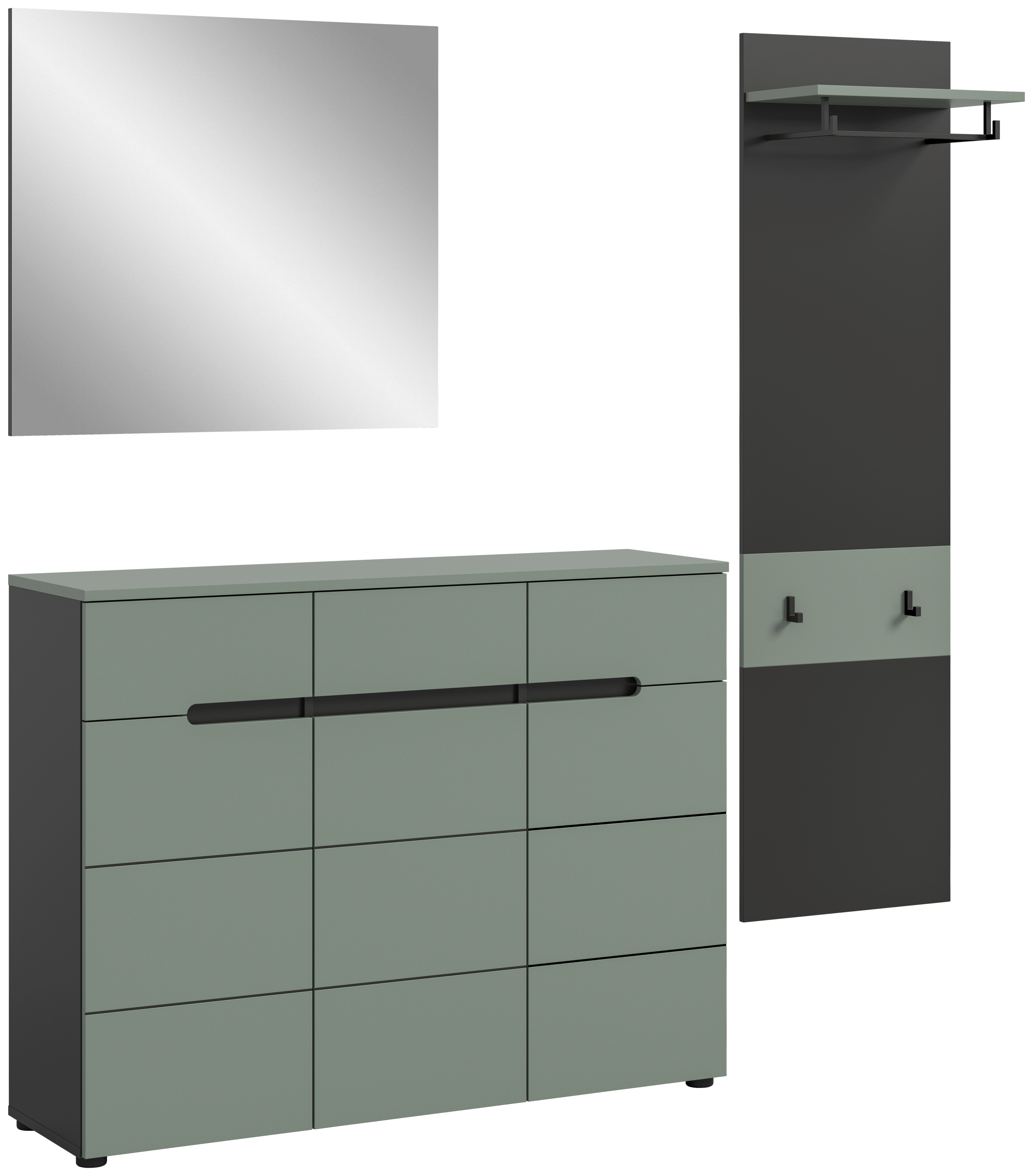 Garderobe Canu grün basaltgrau Nachbildung B/H/T: ca. 180x190x37 cm Canu - basaltgrau/grün (180,00/190,00/37,00cm) - xonox.home