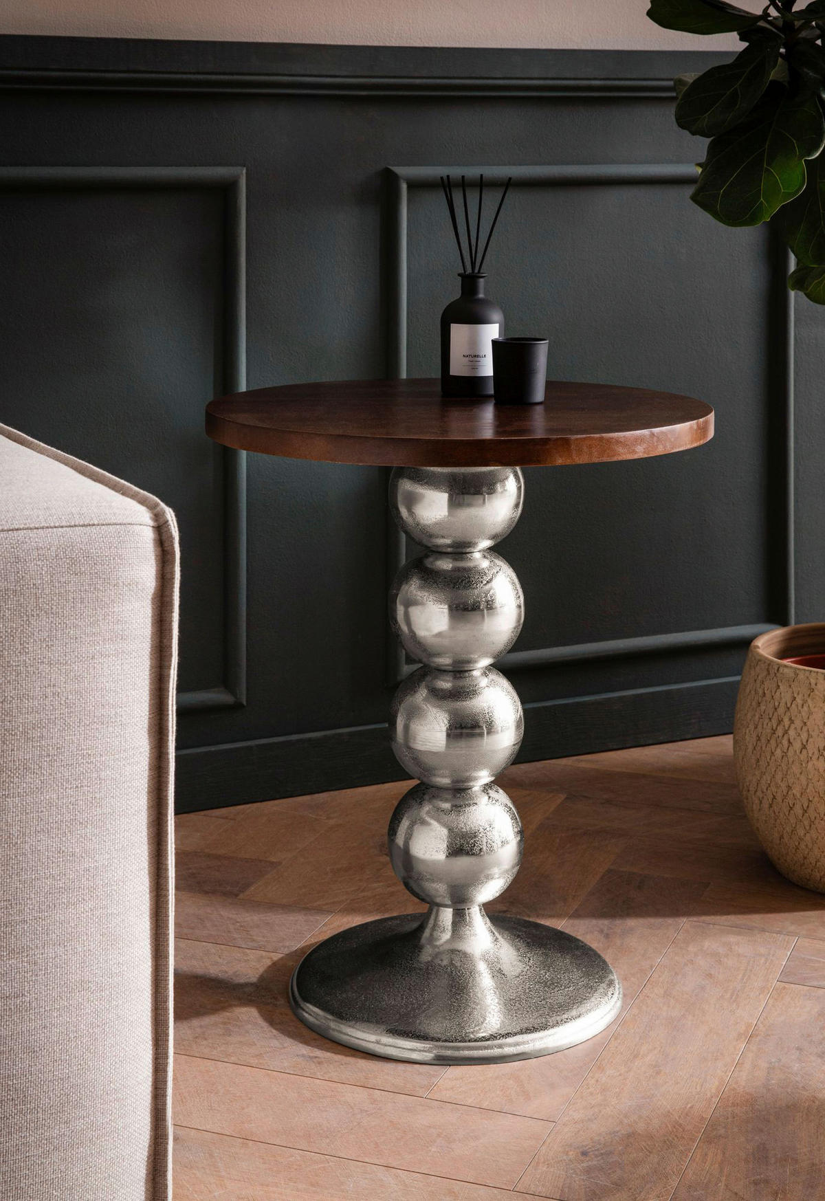 Beistelltisch silber Metall Mango B/H/T: ca. 50x62x50 cm Beistelltisch - silber (50,00/62,00/50,00cm) - Wohnling
