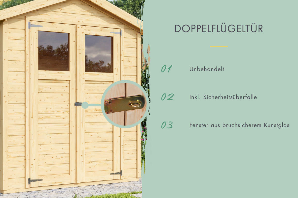 Karibu Gartenhaus Tito 0 natur B/H/T: ca. 181x222x93 cm Tito 0 - natur (181,00/222,00/93,00cm) - Karibu