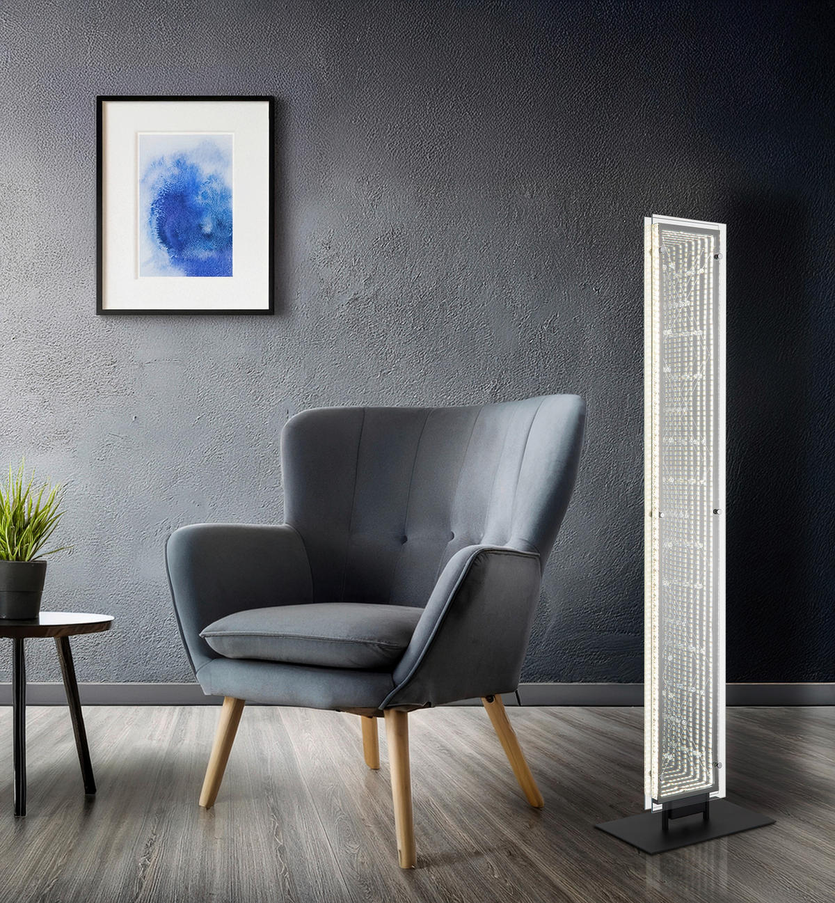 GLOBO Stehleuchte schwarz klar Kunststoff Aluminium Glas B/H/L: ca. 20x117x30 cm 1 Brennstellen Mirrora - klar/schwarz (30,00/20,00/117,00cm) - GLOBO