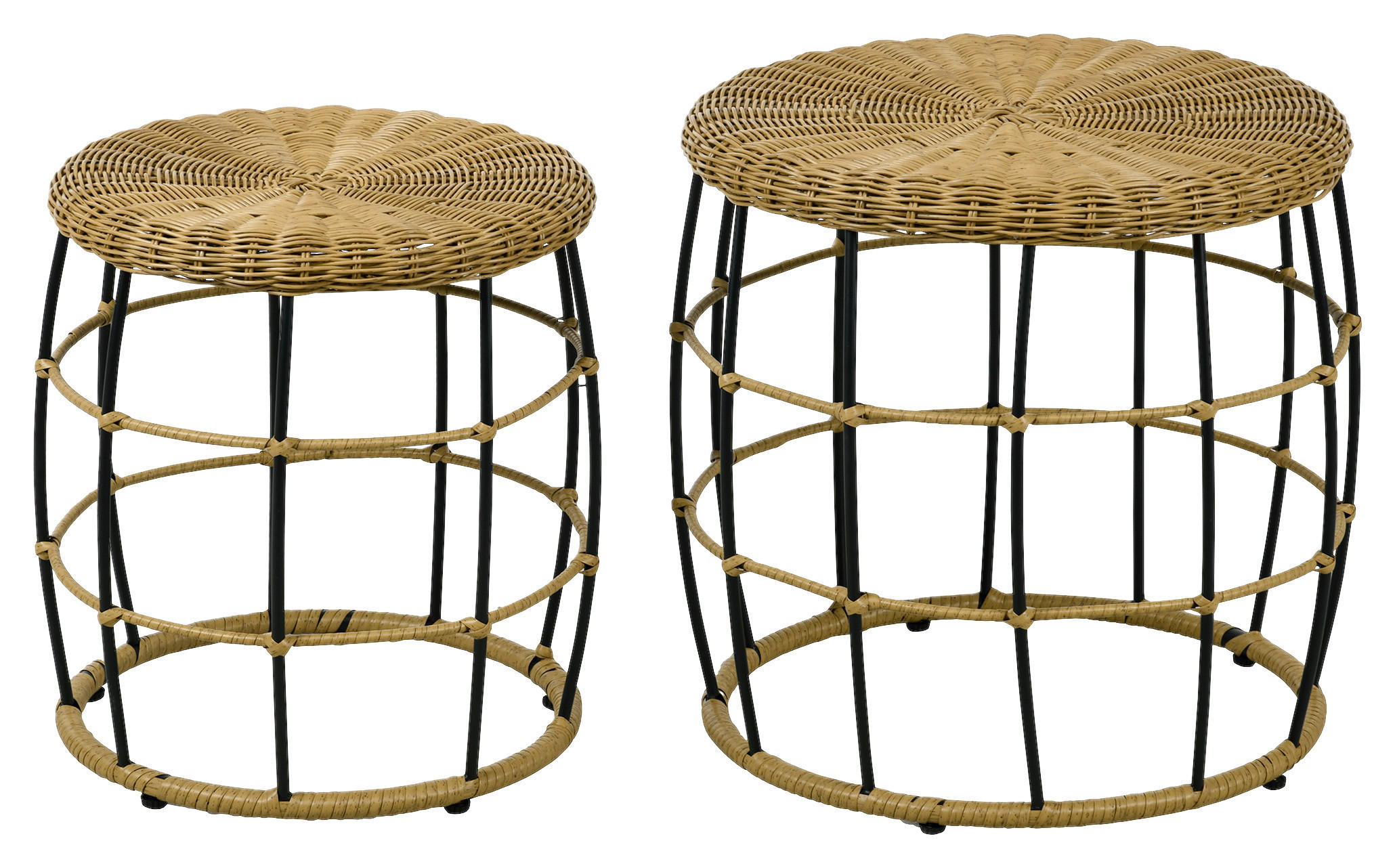 Outsunny Beistelltisch khaki Polypropylen B/H/L: ca. 58x58x53 cm Rattan_Beistelltisch-Set - khaki (53,00/58,00/58,00cm) - Outsunny
