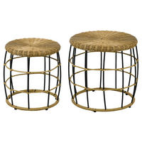 Outsunny Beistelltisch khaki Polypropylen B/H/L: ca. 58x58x53 cm Rattan_Beistelltisch-Set - khaki (53,00/58,00/58,00cm) - Outsunny