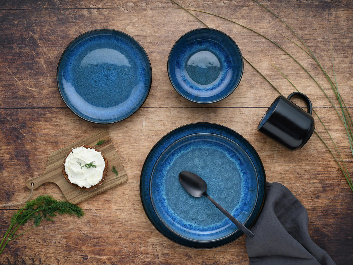 CreaTable Kombiservice Nordic Fjord blau Steinzeug 10 tlg. Nordic Fjord - blau - CreaTable