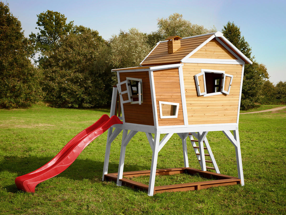 AXI Spielhaus Max braun B/H/L: ca. 432x288x193 cm Max - braun/weiß (193,00/432,00/288,00cm) - AXI