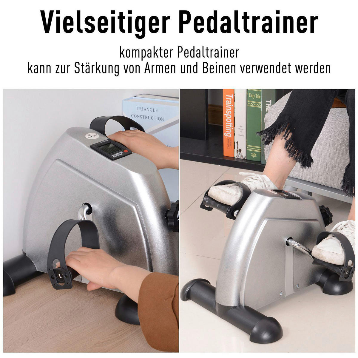 HOMCOM Pedaltrainer silber Metall B/H/T: ca. 39x31x40 cm Pedaltrainer__LCD-Display - silber (39,00/31,00/40,00cm) - HOMCOM