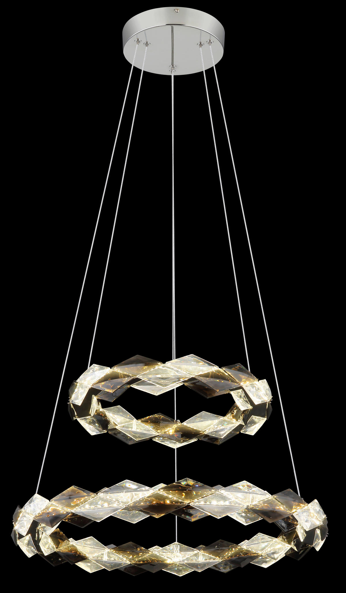 GLOBO LED-Pendelleuchte transparent Chrom Rauch Acryl Metall H/D: ca. 130x55 cm KARILION - Rauch/Chrom (55,00/130,00cm) - GLOBO