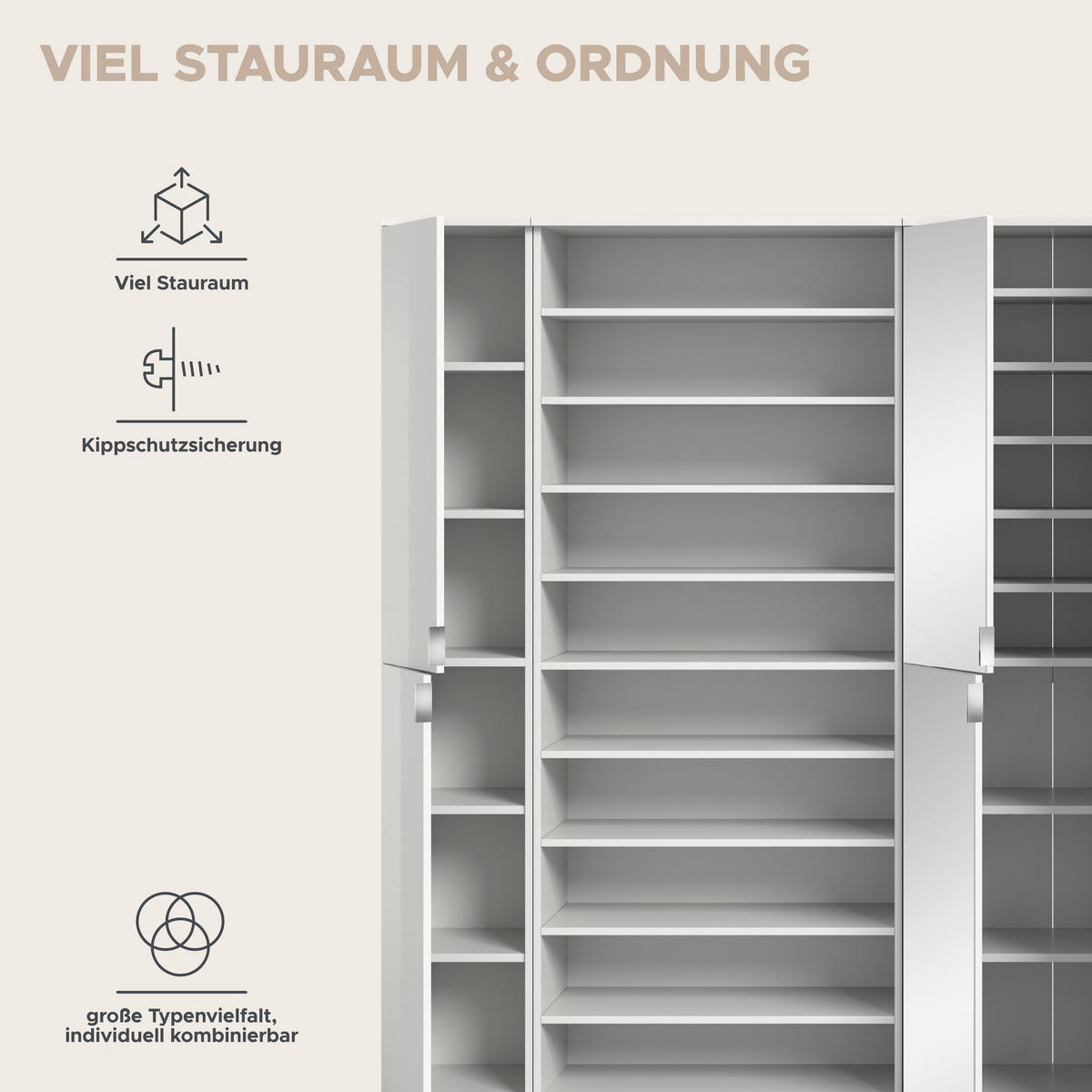 Garderobe PROJEKT X weiß weiß Hochglanz B/H/T: ca. 262x191x37 cm PROJEKT X - weiß (262,00/191,00/37,00cm) - xonox.home