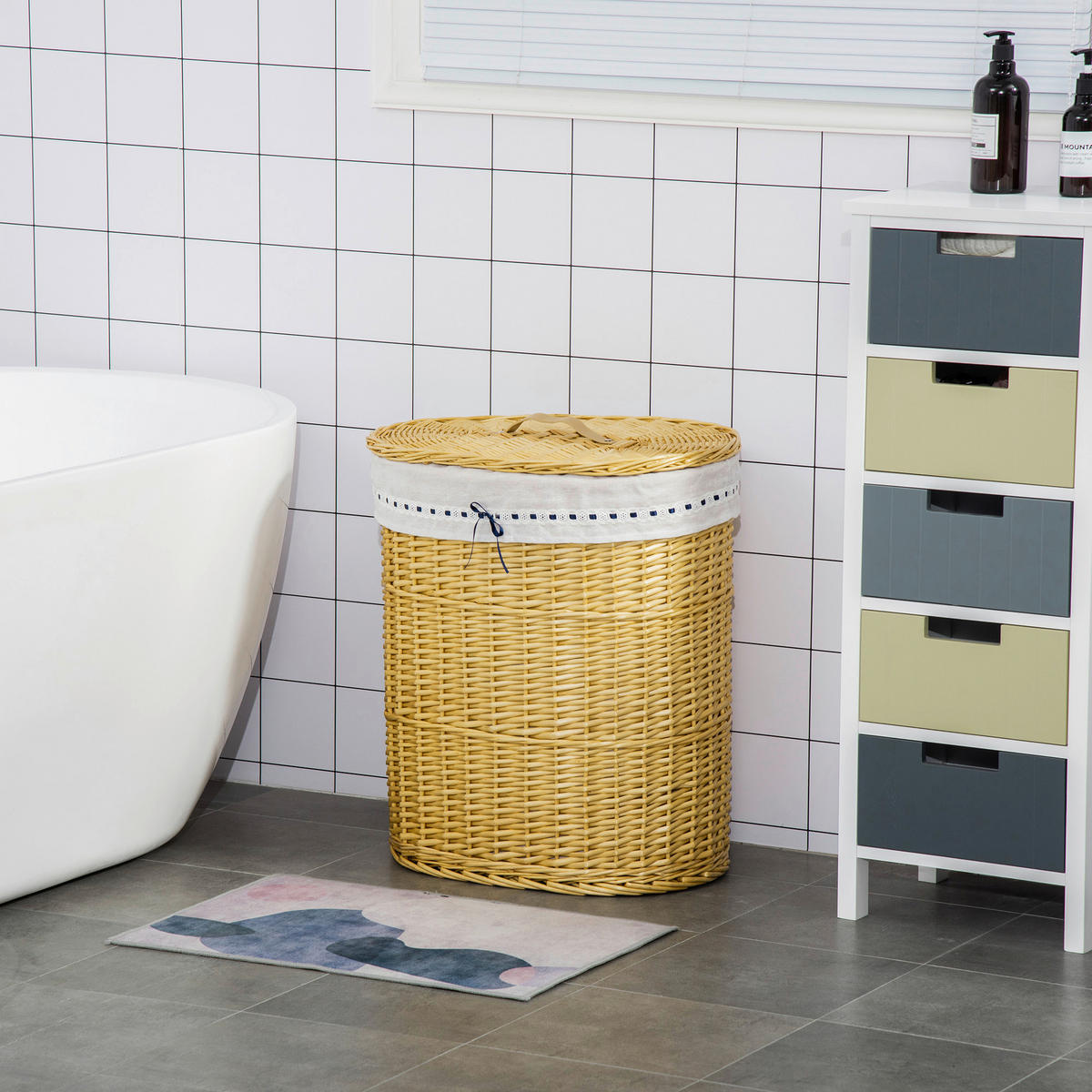 HOMCOM Wäschekorb natur Edelstahl B/H/L: ca. 38x51x57 cm Wäschekorb - natur (57,00/38,00/51,00cm) - HOMCOM