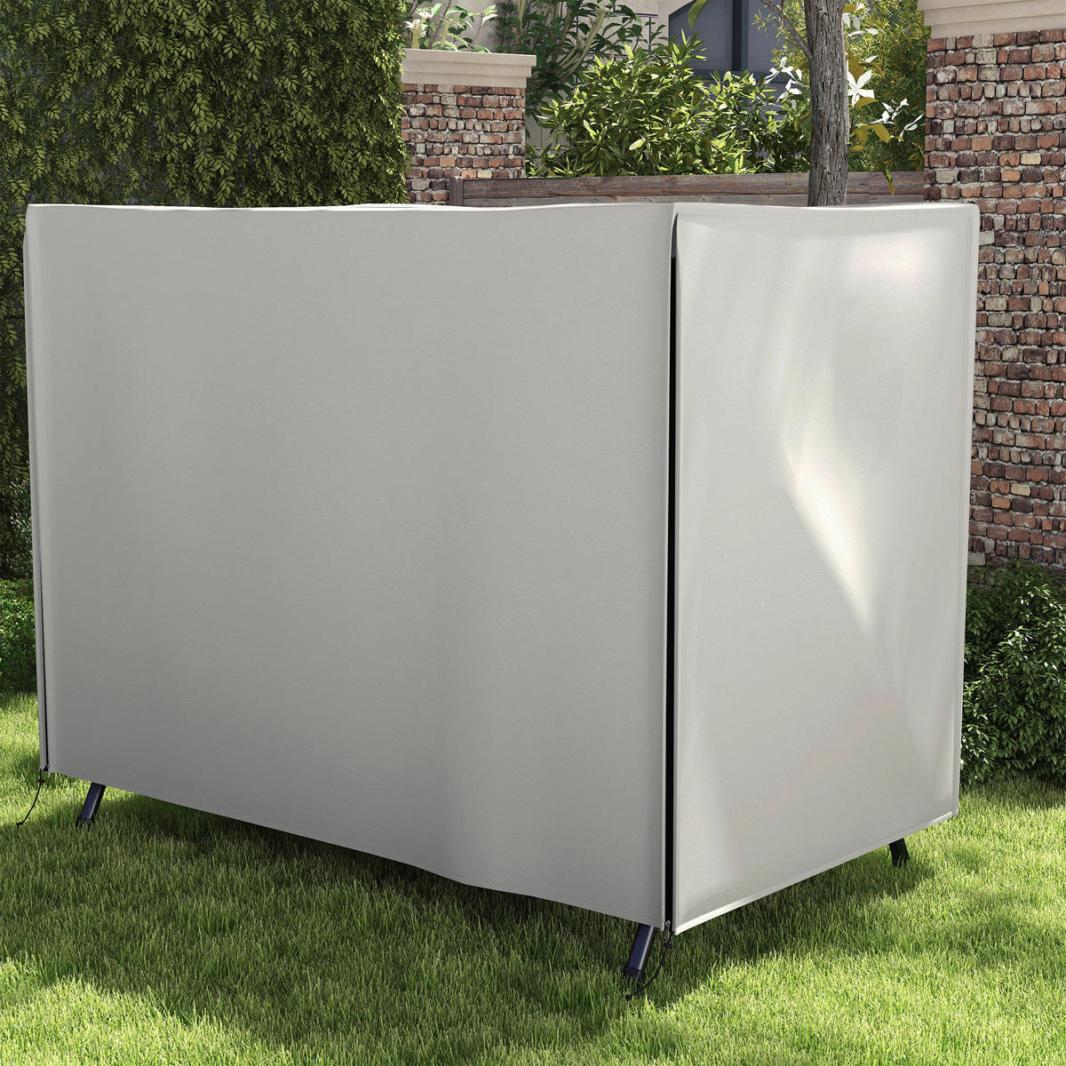 Outsunny Abdeckplane grau Polyester B/H/L: ca. 124x205x164 cm Abdeckhaube_für_Hollywoodschaukeln - grau (164,00/124,00/205,00cm) - Outsunny