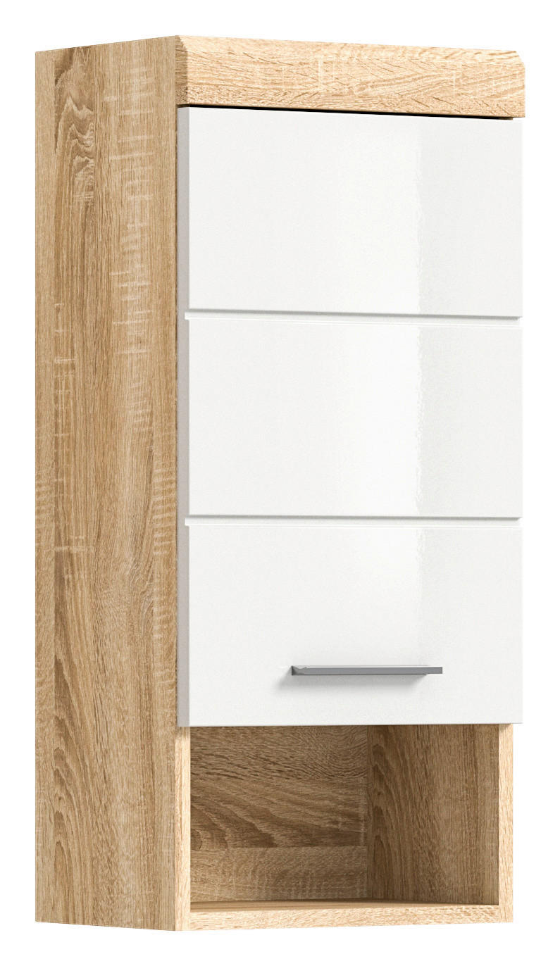 Badhängeschrank LAMBADA Eiche Sonoma hell Nachbildung weiß Hochglanz B/H/T: ca. 37x79x24 cm LAMBADA - Eiche/weiß (37,00/79,00/24,00cm) - xonox.home