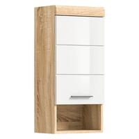 Badhängeschrank LAMBADA Eiche Sonoma hell Nachbildung weiß Hochglanz B/H/T: ca. 37x79x24 cm LAMBADA - Eiche/weiß (37,00/79,00/24,00cm) - xonox.home