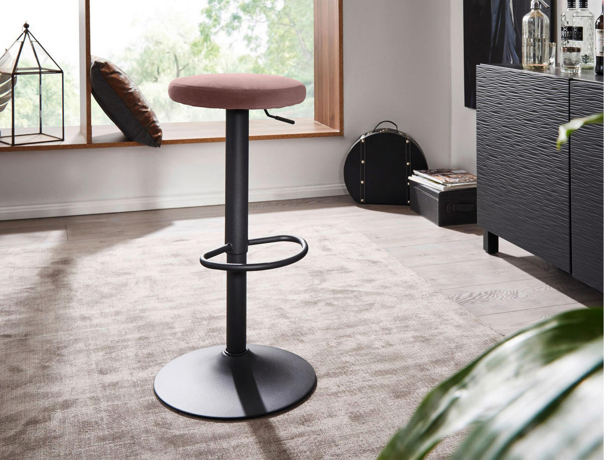 Barhocker rosa schwarz Stoff Eisen B/H/T: ca. 40x58x40 cm Barhocker - schwarz/rosa (40,00/58,00/40,00cm) - Wohnling