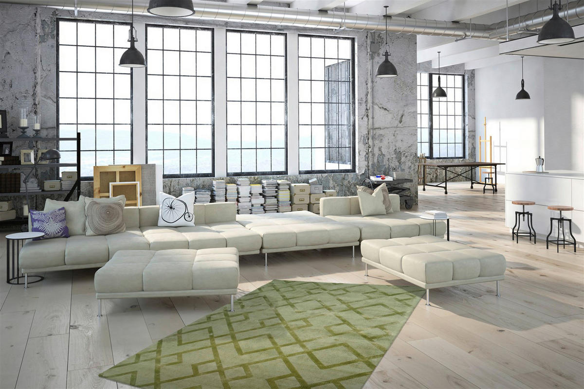 Kayoom Kurzflorteppich Luxury 310 elegant grün B/H/L: ca. 200x0,8x290 cm Luxury 310 - elegant grün (290,00/200,00/0,80cm) - Kayoom