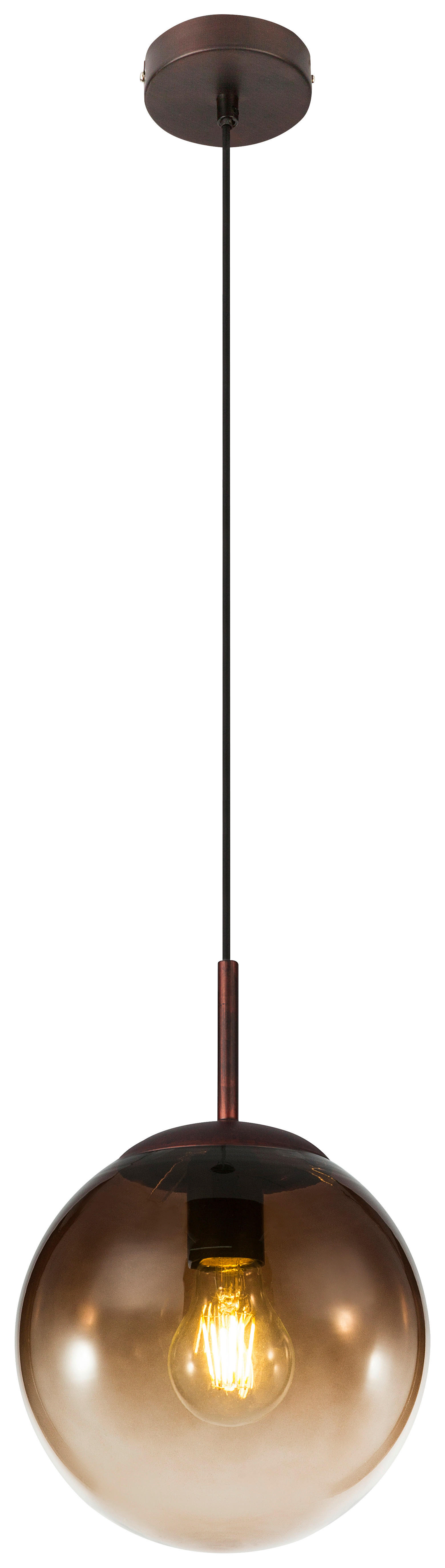 GLOBO Pendelleuchte 15865 braun amber Glas Metall H/D: ca. 120x20 cm E27 1 Brennstellen Pendelleuchte_Varus braun/amber - braun/amber (20,00/120,00cm) - GLOBO