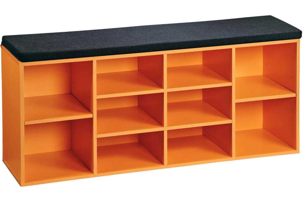 Kesper Schuhregal orange Spanplatte B/H/T: ca. 103,5x48x29,5 cm Schuhregal_mit_Sitzkissen - orange (103,50/48,00/29,50cm) - Kesper