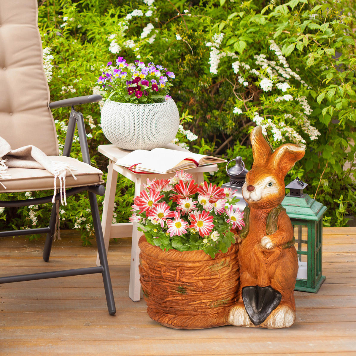 Outsunny Blumentopf braun Metall B/H/L: ca. 27x50x45 cm Blumentopf - braun (45,00/27,00/50,00cm) - Outsunny