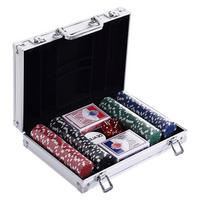 HOMCOM Pokerkoffer B/H/L: ca. 20,5x6,5x29,5 cm Pokerkoffer_mit_200_Chips - silber (29,50/20,50/6,50cm) - HOMCOM