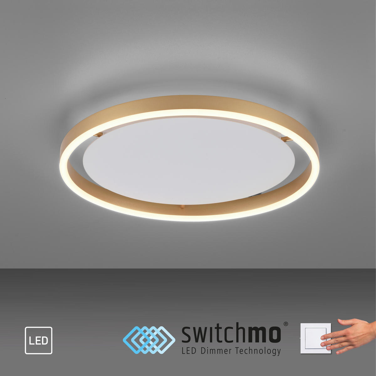 Just Light LED-Deckenleuchte RITUS 15391-60 messing weiß Metall H/D: ca. 5,3x39,3 cm 1 Brennstellen RITUS - messing/weiß (39,30/5,30cm) - Just Light