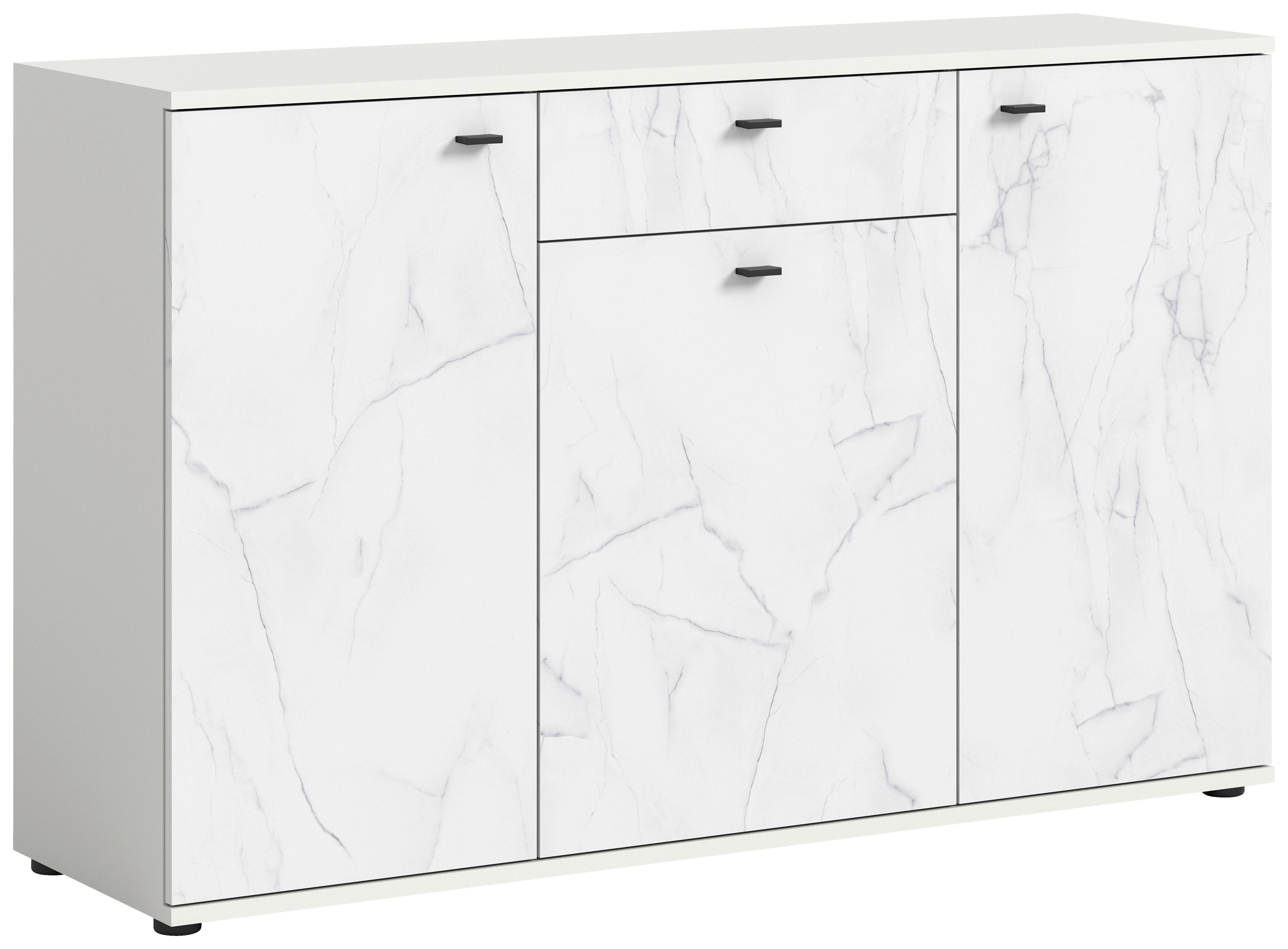 Sideboard Stone weiß Marmoroptik B/H/T: ca. 139x88x41 cm Stone - weiß/Marmoroptik (139,00/88,00/41,00cm)