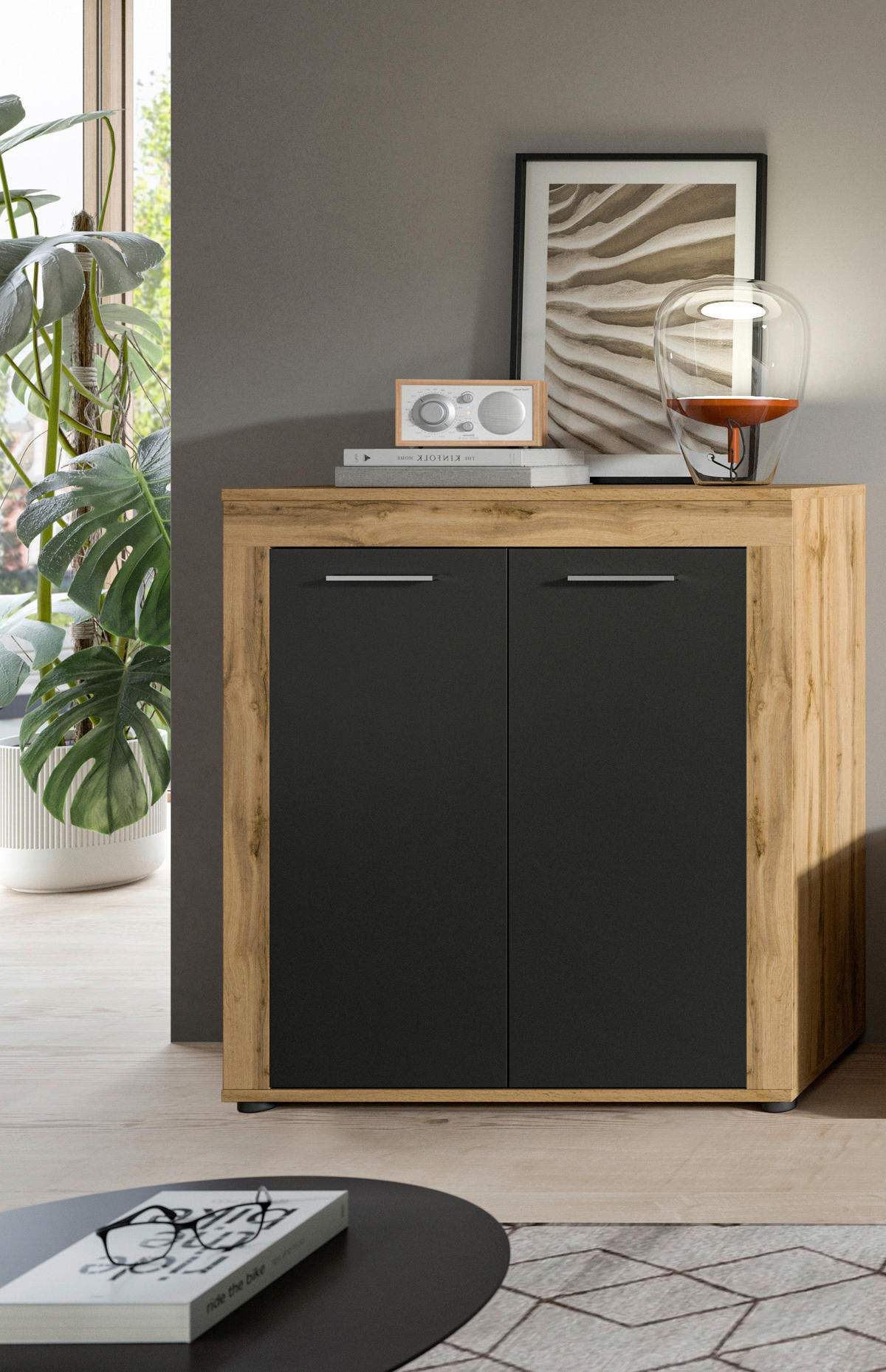 Highboard Jam Eiche Wotan Nachbildung grau B/H/T: ca. 80x88x35 cm Jam - Eiche/grau (80,00/88,00/35,00cm) - xonox.home