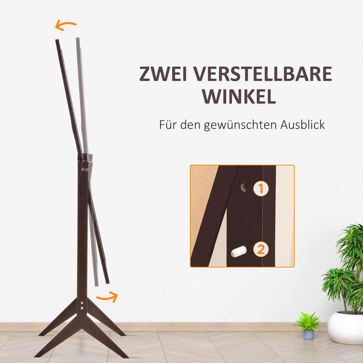 Standspiegel 831-268CF kaffee Optik MDF B/H/T: ca. 47x148x46 cm 831-268CF - kaffee (47,00/148,00/46,00cm) - HOMCOM