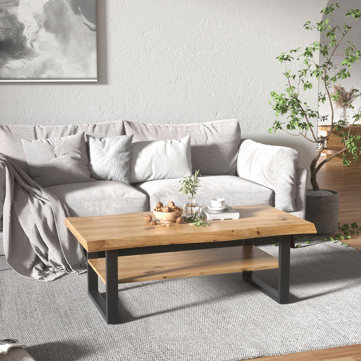 Couchtisch Zara Eiche Artisan Nachbildung B/H/T: ca. 110x40x60 cm Zara - Eiche/schwarz (110,00/40,00/60,00cm)