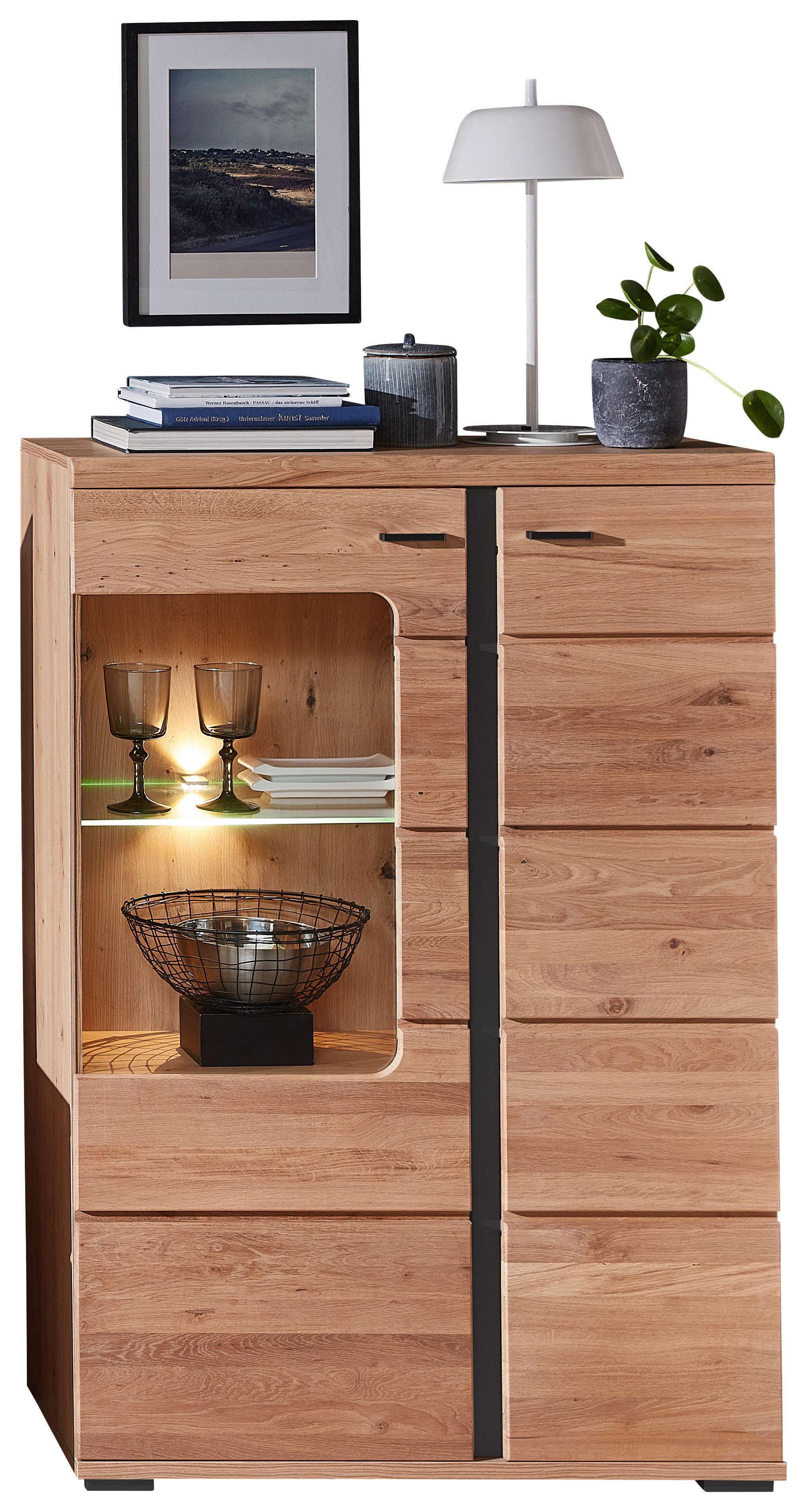 Vitrine Sonos II B/H/T: ca. 90x134x38 cm Sonos II - Esche/Eiche (90,00/134,00/38,00cm)