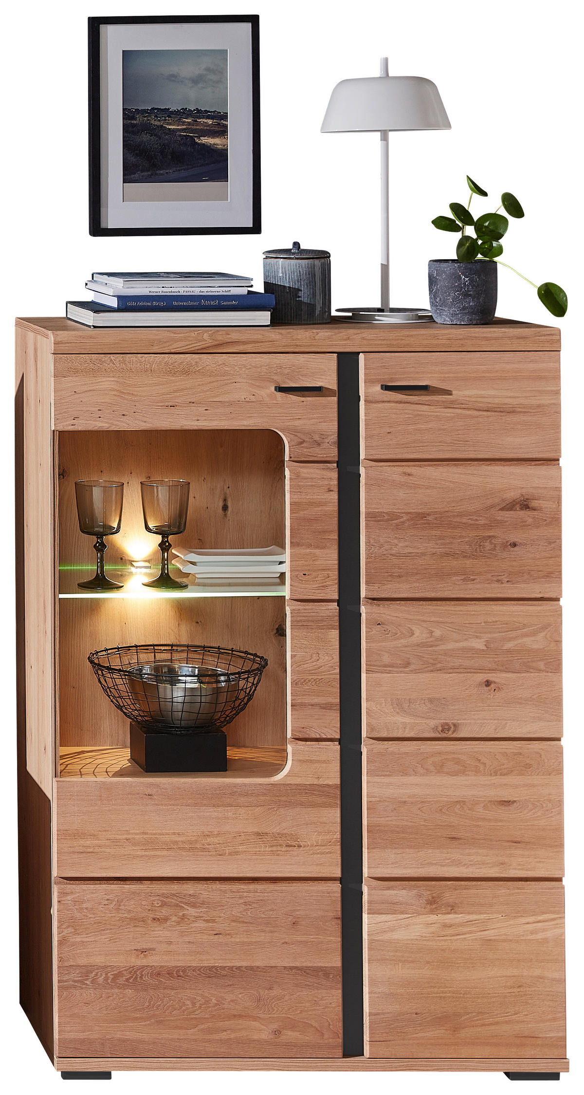 Vitrine Sonos II B/H/T: ca. 90x134x38 cm Sonos II - Esche/Eiche (90,00/134,00/38,00cm)