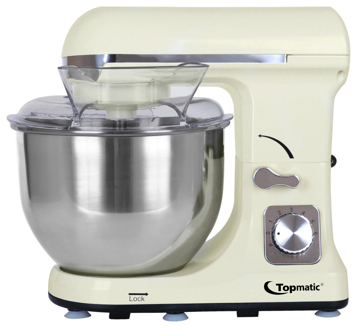 Topmatic Knetmaschine PKM-1400.2 beige Edelstahl Kunststoff ca. 5 l Knetmaschine 5l PKM-1400.2 - beige (5,00l) - Topmatic