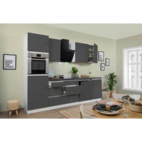 Respekta Küchenblock Premium grau hochglänzend B/H/T: ca. 280x220,5x60 cm Premium - weiß/granit (280,00/220,50/60,00cm) - Respekta