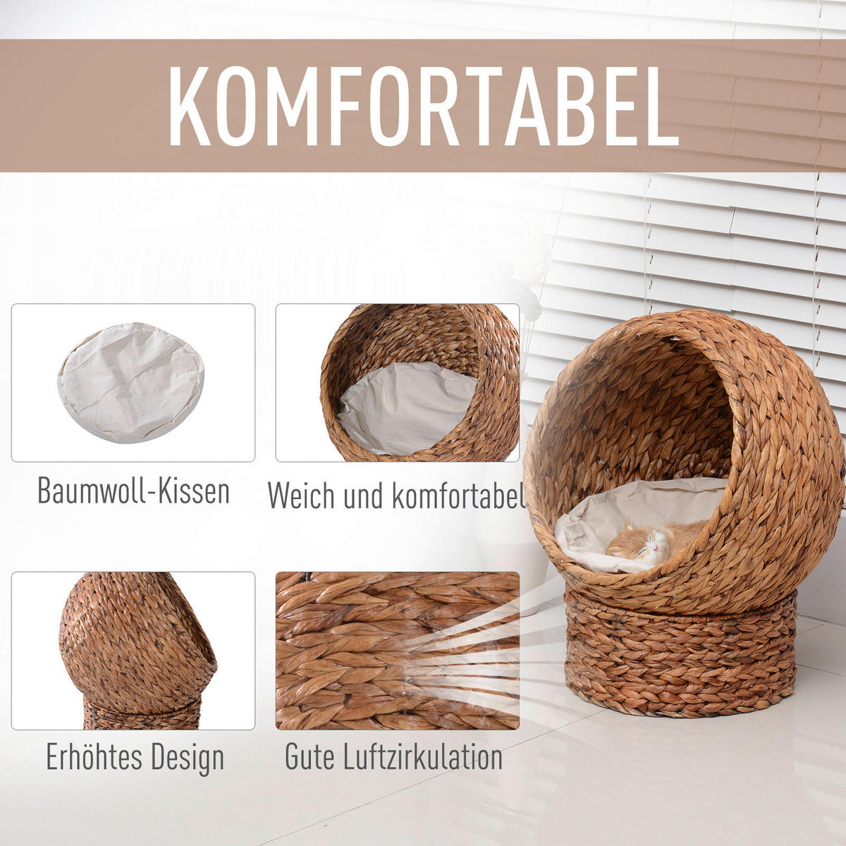 PawHut Katzenkorb braun Metall B/H/L: ca. 33x52x42 cm Katzenkorb - braun (42,00/33,00/52,00cm) - PawHut