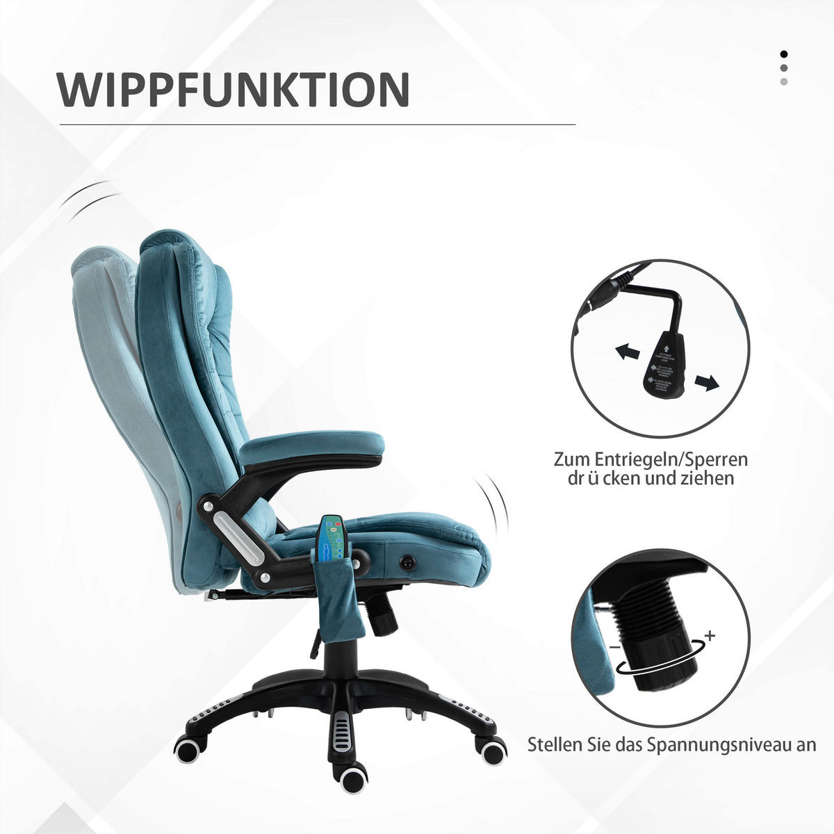 Vinsetto Massagestuhl blau B/H/L: ca. 72x68x120 cm Massagestuhl - blau (120,00/72,00/68,00cm) - Vinsetto