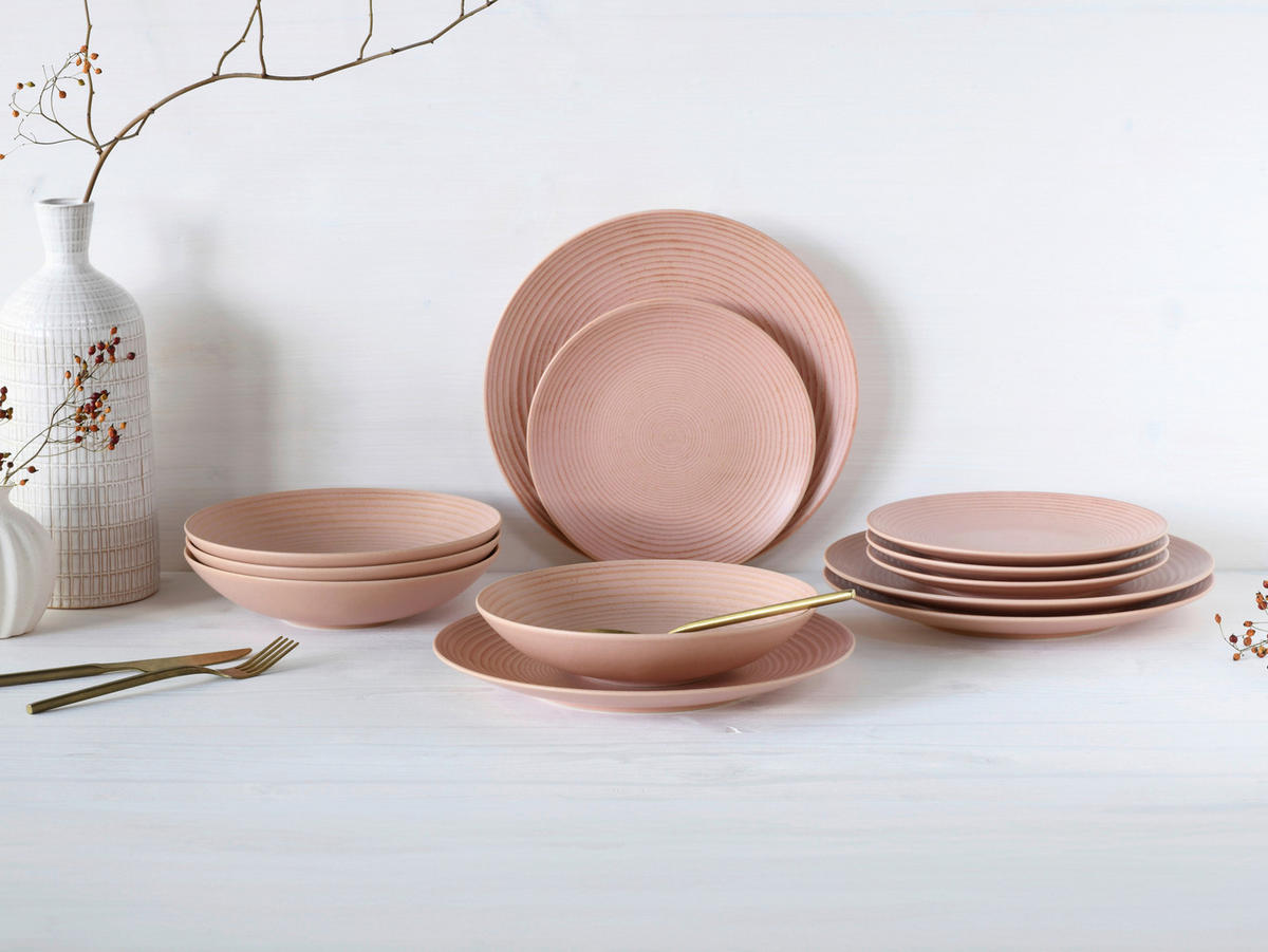 CreaTable Tafelservice Catania Peach rot Steinzeug 12 tlg. Catania Peach - rot - CreaTable