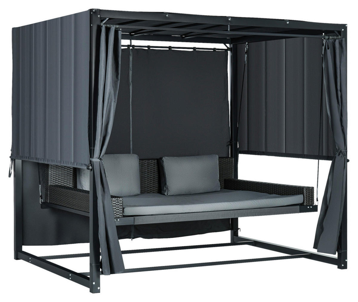 Outsunny Hollywoodschaukel mit Pergola dunkelgrau Polyethylen B/H/L: ca. 180x210x235 cm Hollywoodschaukel_mit_Pergola - dunkelgrau (235,00/180,00/210,00cm) - Outsunny