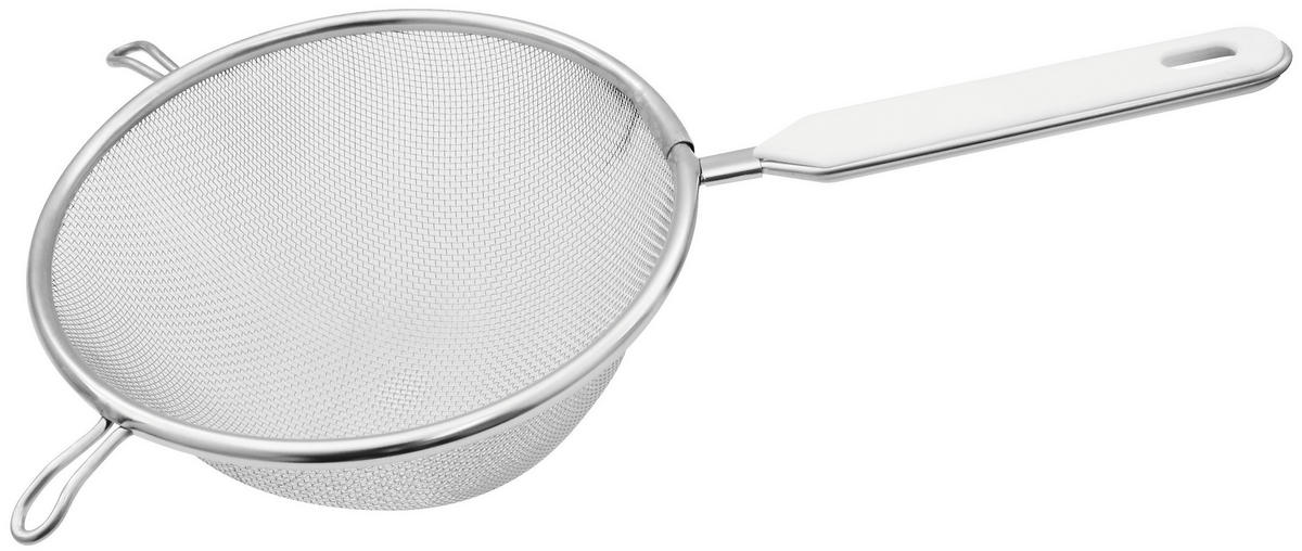 Fackelmann Sieb weiß Edelstahl B/H/T: ca. 16x6,5x30,5 cm Sieb - weiß/silber (16,00/6,50/30,50cm) - Fackelmann