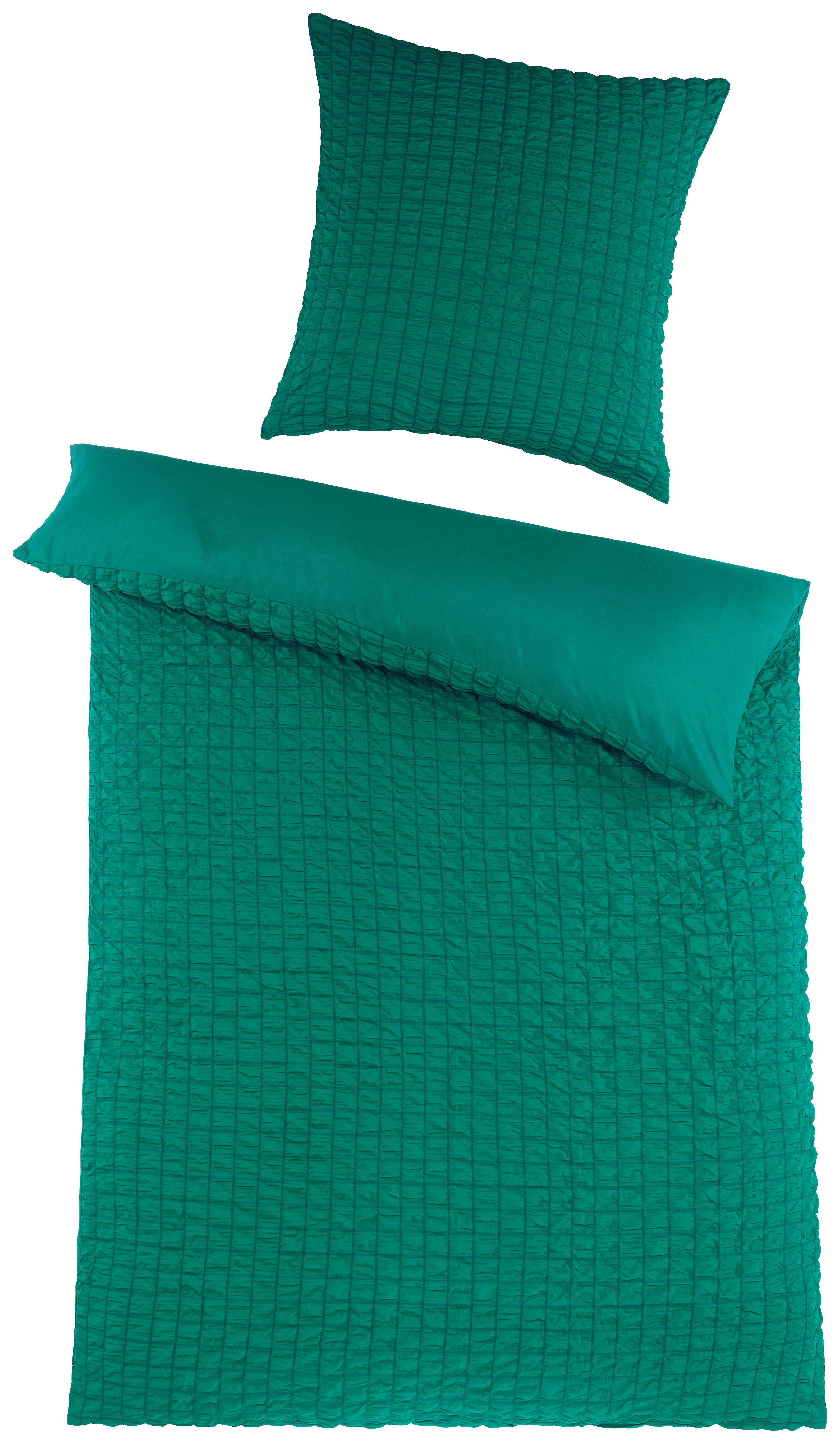Microfaser Bettwäsche Seersucker Bettwäsche-Seersucker 135x200 petr. - petrol (135,00/200,00cm) - beau rêve