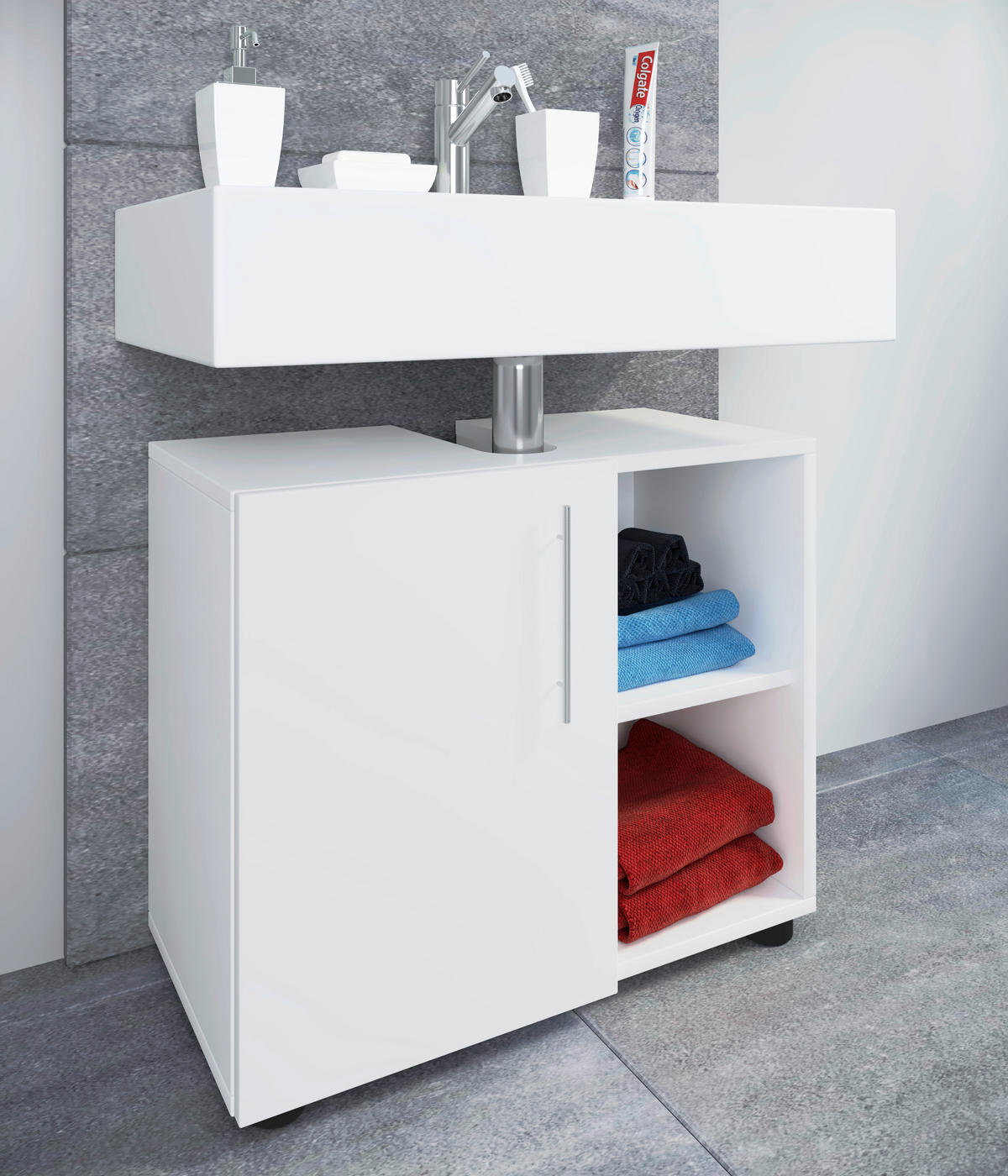 Unterschrank Flandu weiß B/H/T: ca. 60,2x50,7x29,6 cm Flandu - weiß (60,20/50,70/29,60cm) - VCM Möbel