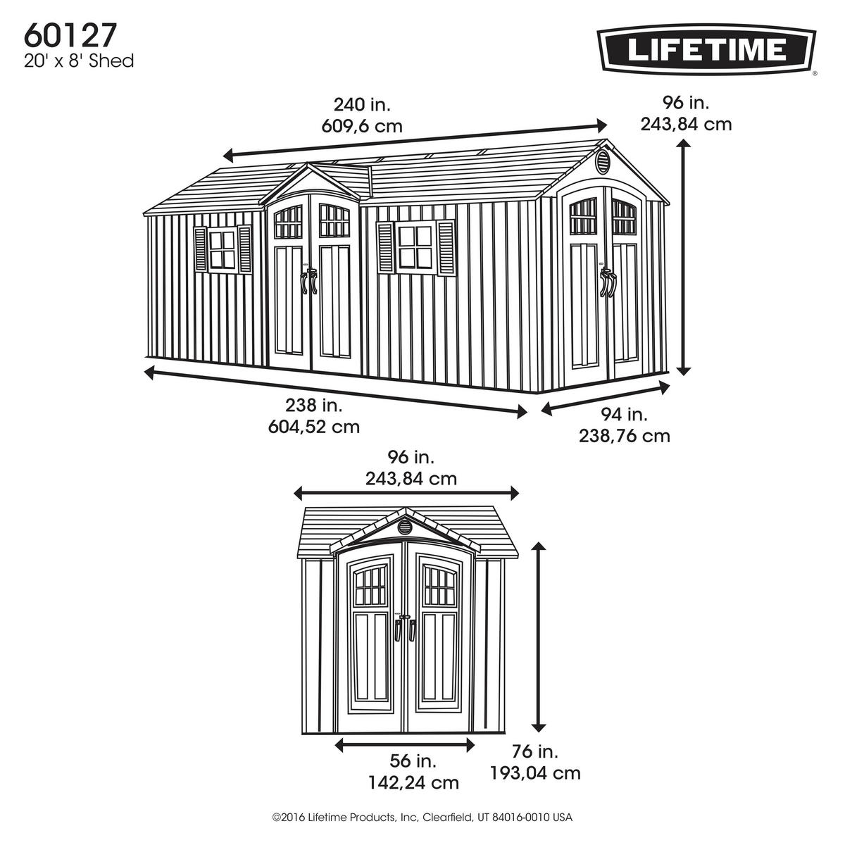 Lifetime Gerätehaus Makro hellgrau B/H/L: ca. 609,6x243,84x243,84 cm Makro - hellgrau (243,84/609,60/243,84cm) - Lifetime