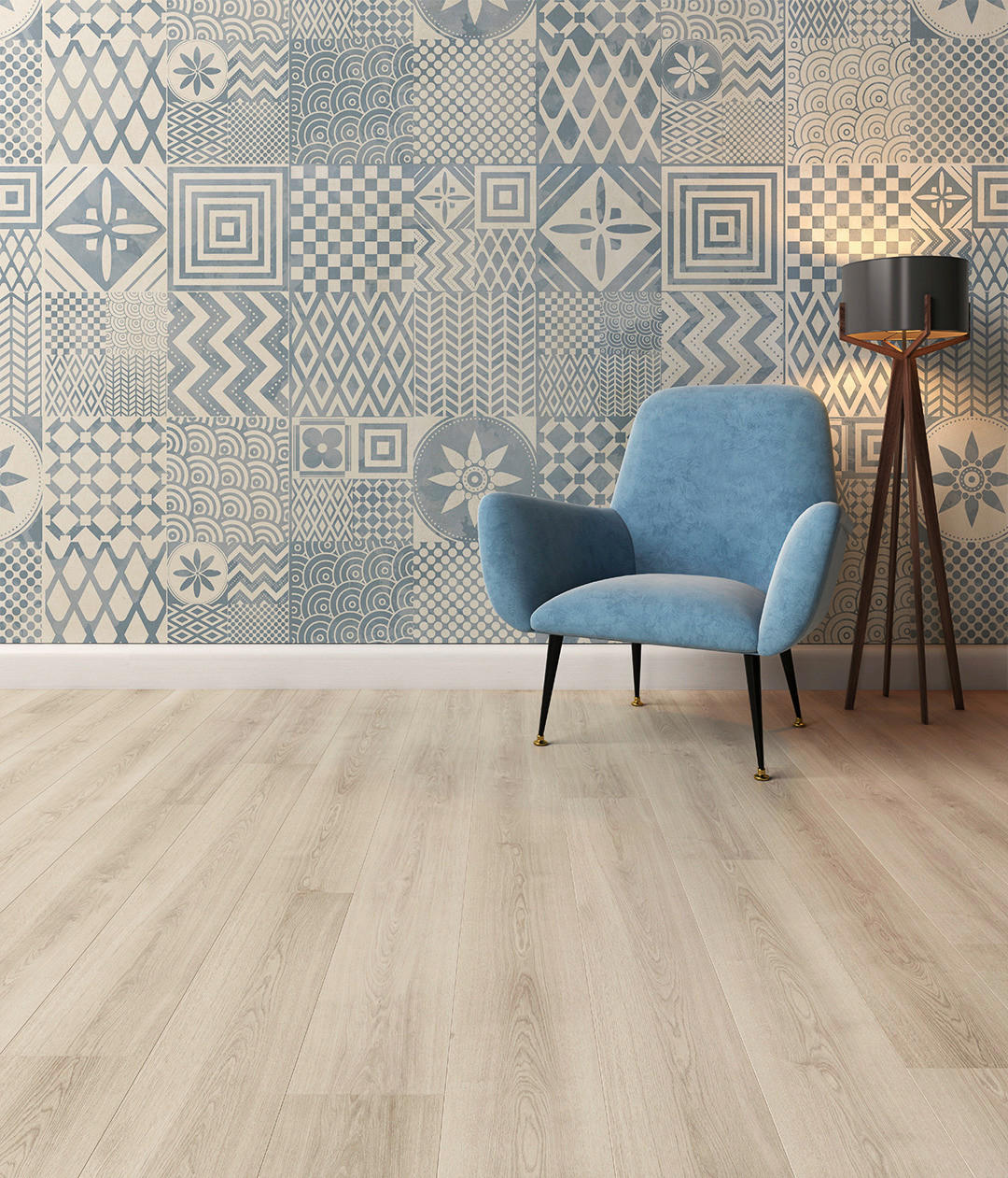 Laminatboden Eiche h.grau ca. 1,996 m² im Paket  B/L: ca. 19,4x128,6 cm pro Paket Eiche h.grau ca. 1,996 m² im Paket - grau (19,40/128,60cm)