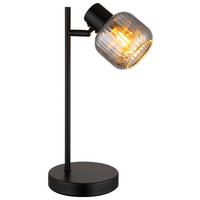 GLOBO Tischleuchte TOM 50500108 Rauch schwarz Glas Metall B/H/L: ca. 15,7x35x14 cm E14 1 Brennstellen TOM - schwarz/Rauch (14,00/15,70/35,00cm) - GLOBO