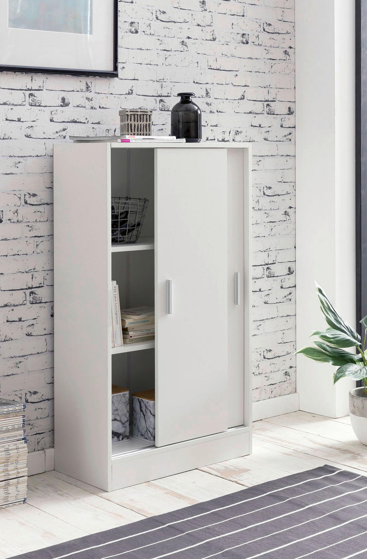Aktenschrank weiß B/H/T: ca. 60x107,5x28,5 cm Aktenschrank - weiß (60,00/107,50/28,50cm) - Wohnling