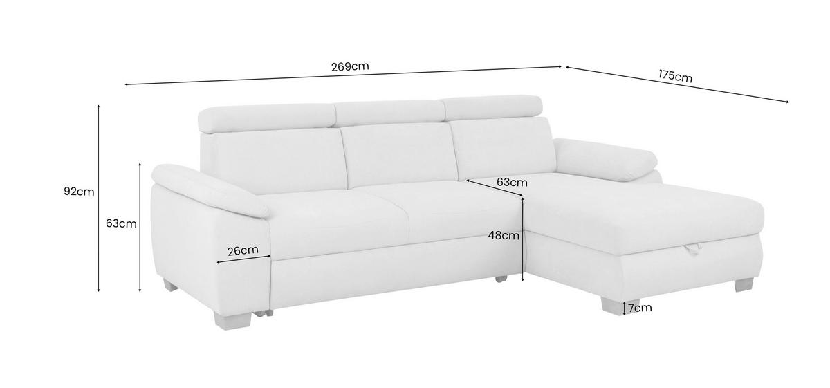 Ecksofa Aguda beige Microfaser B/H/T: ca. 269x102x175 cm Aguda - beige/buche (269,00/102,00/175,00cm)