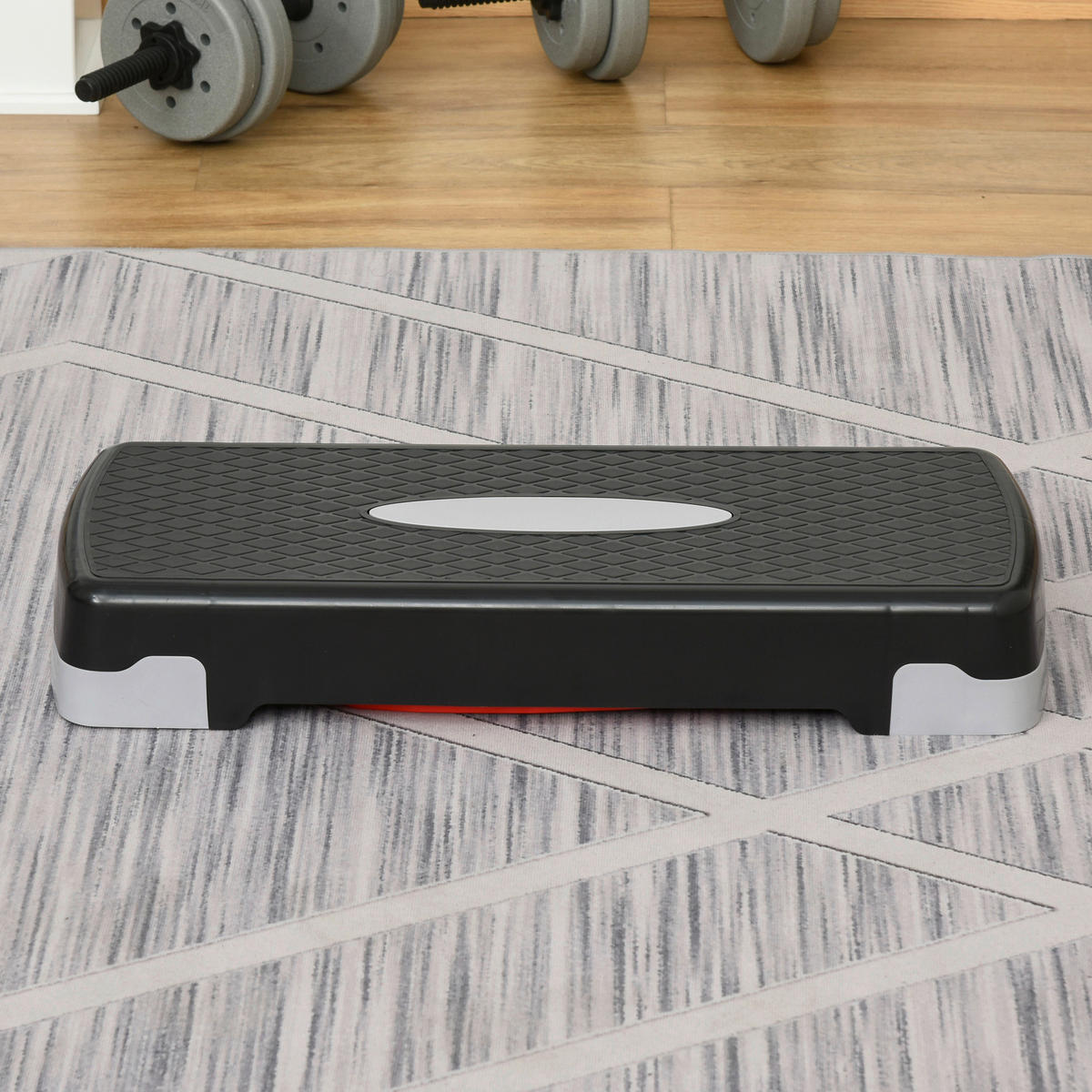 HOMCOM Steppbrett rot Kunststoff B/H/L: ca. 68x15x29 cm Steppbrett - rot/schwarz (29,00/68,00/15,00cm) - HOMCOM