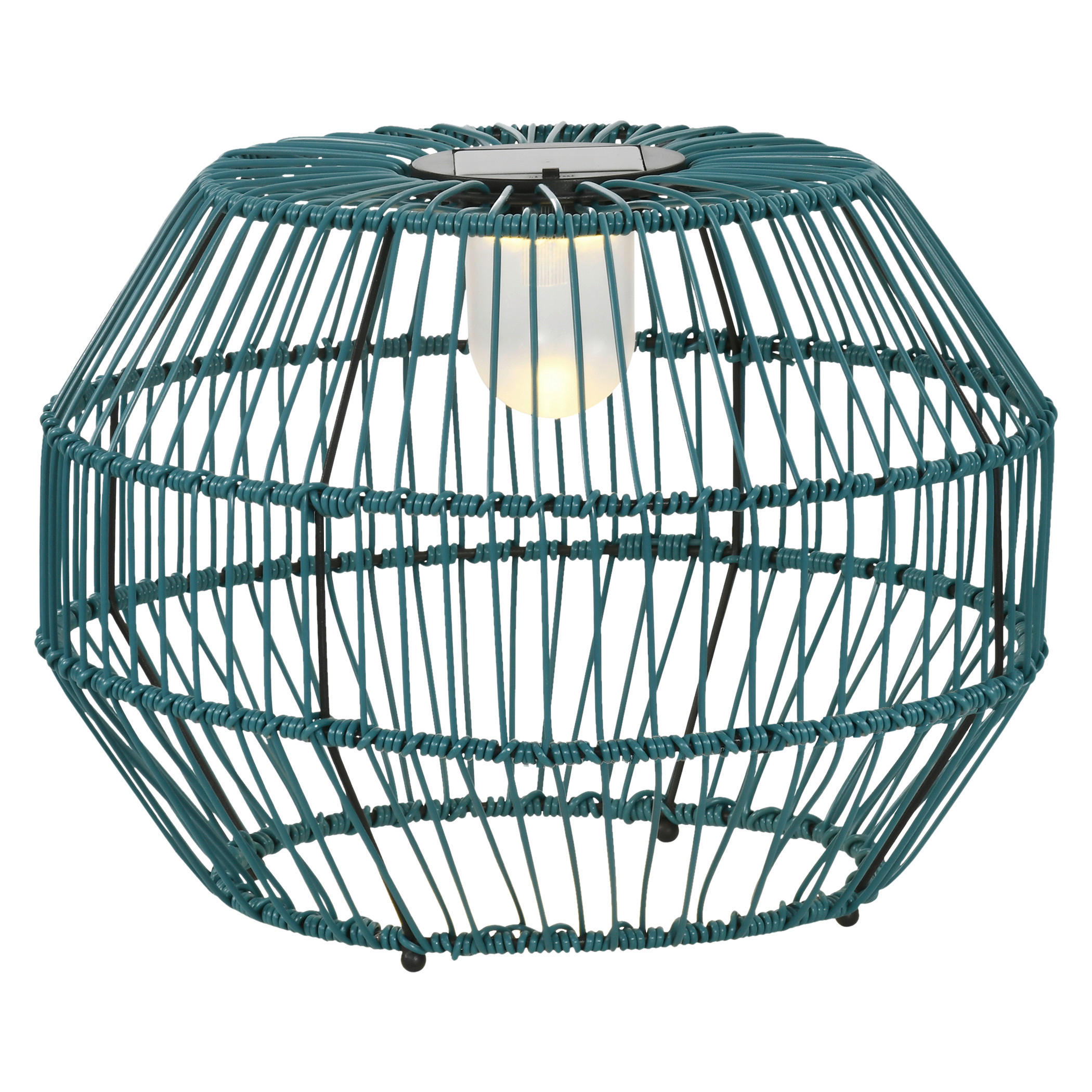 Solarleuchte 867-128V00BU blau grün Edelstahl Polypropylen Polyrattan B/H/L: ca. 45x45x31 cm Solarlampe - blau/grün (31,00/45,00/45,00cm) - Outsunny