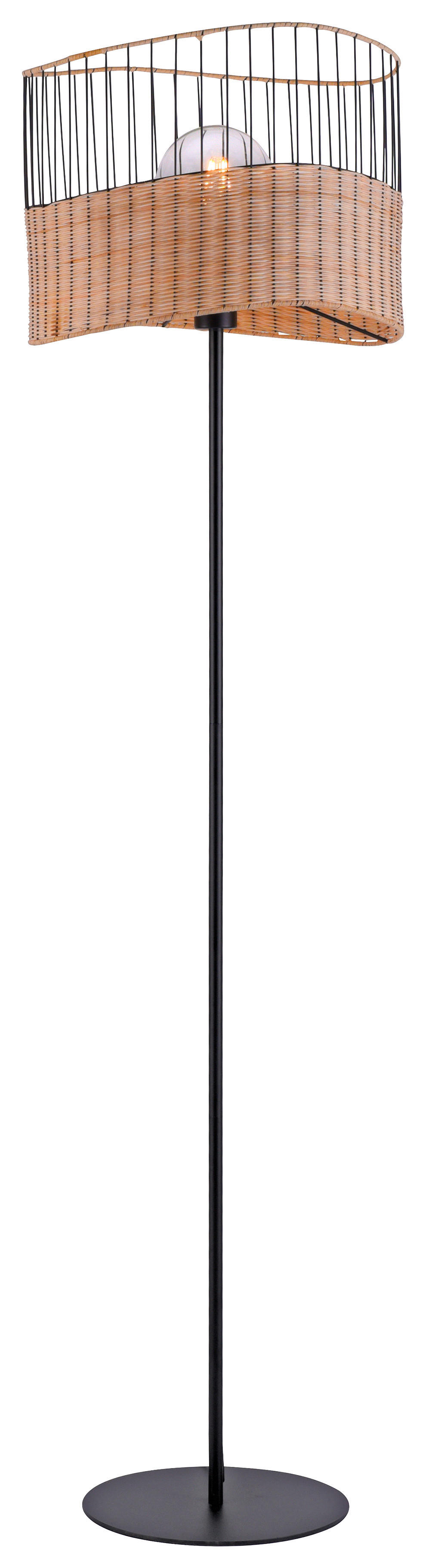 Just Light Stehleuchte REED 11151-79 schwarz natur Metall Holz H/D: ca. 152x39 cm E27 1 Brennstellen REED - natur/schwarz (39,00/152,00cm) - Just Light